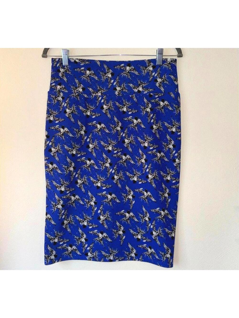 Pull On‎ Pencil Skirt Whimsical Workwear Printed Bird Stretchy Medium Teacher